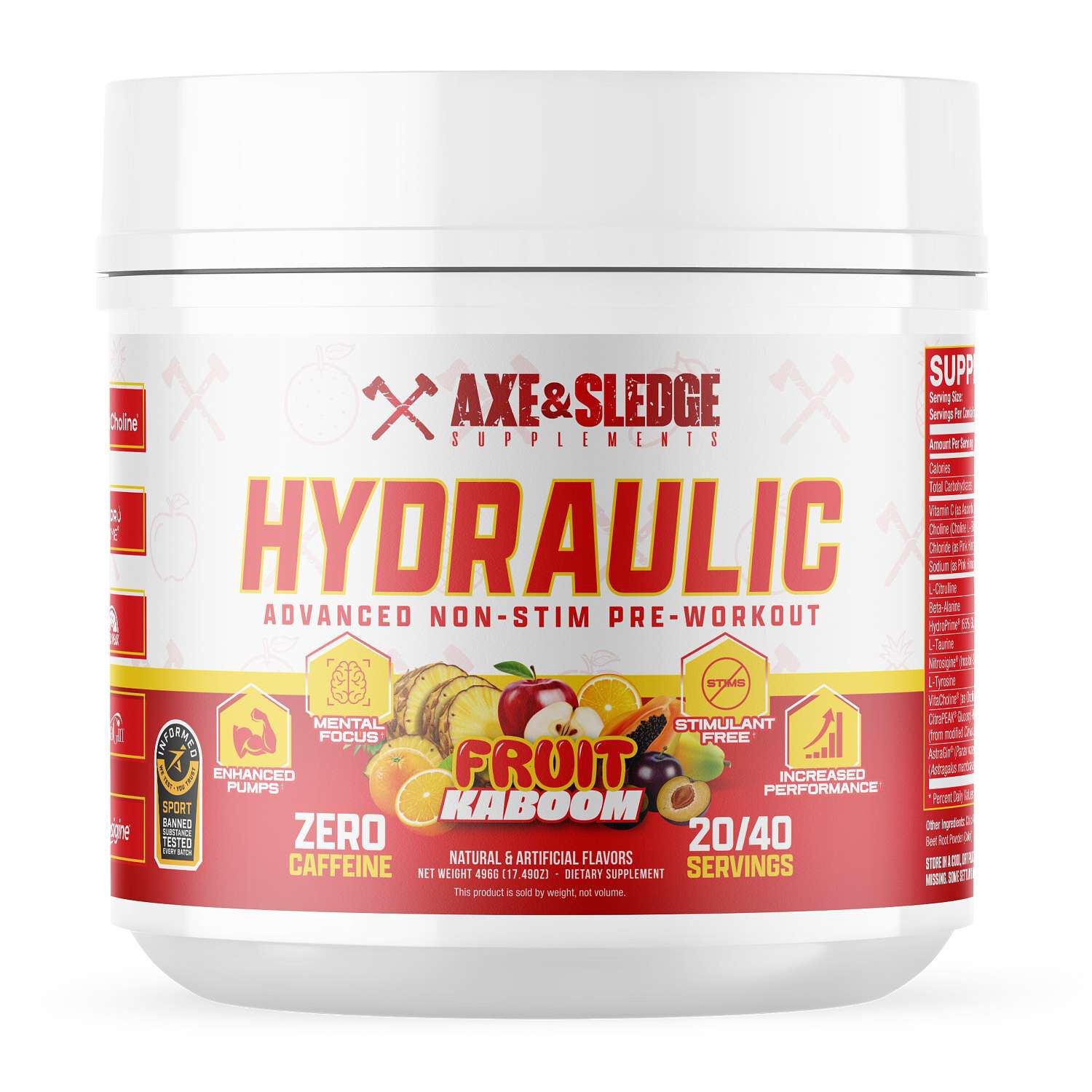 Hydraulic Non-Stim Pre-Workout - Fruit Kaboom - (20/40 Servings)
